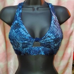 Blue snake print sports bra